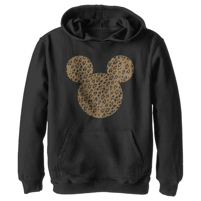 Boy's Mickey & Friends Mickey Mouse Cheetah Print Silhouette Pull Over Hoodie