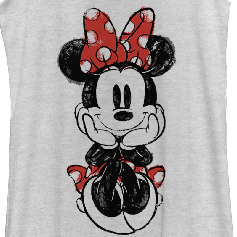 Women's Mickey & Friends Sitting Minnie Sketch Racerback Tank Top