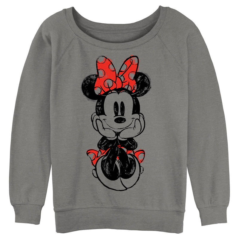 Junior's Mickey & Friends Sitting Minnie Sketch Sweatshirt