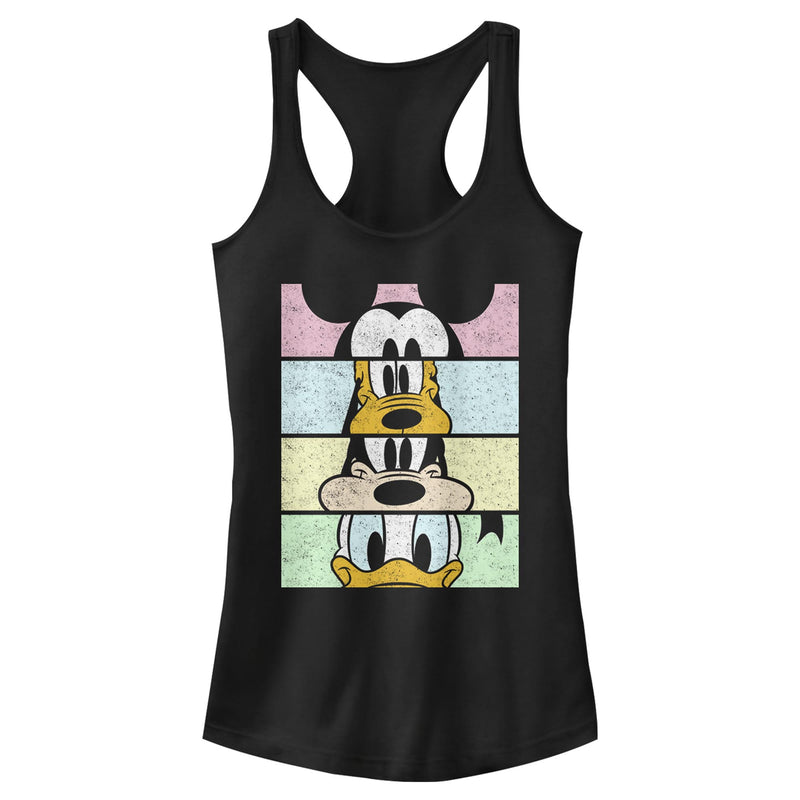 Junior's Mickey & Friends Distressed Group Cropped Portraits Racerback Tank Top