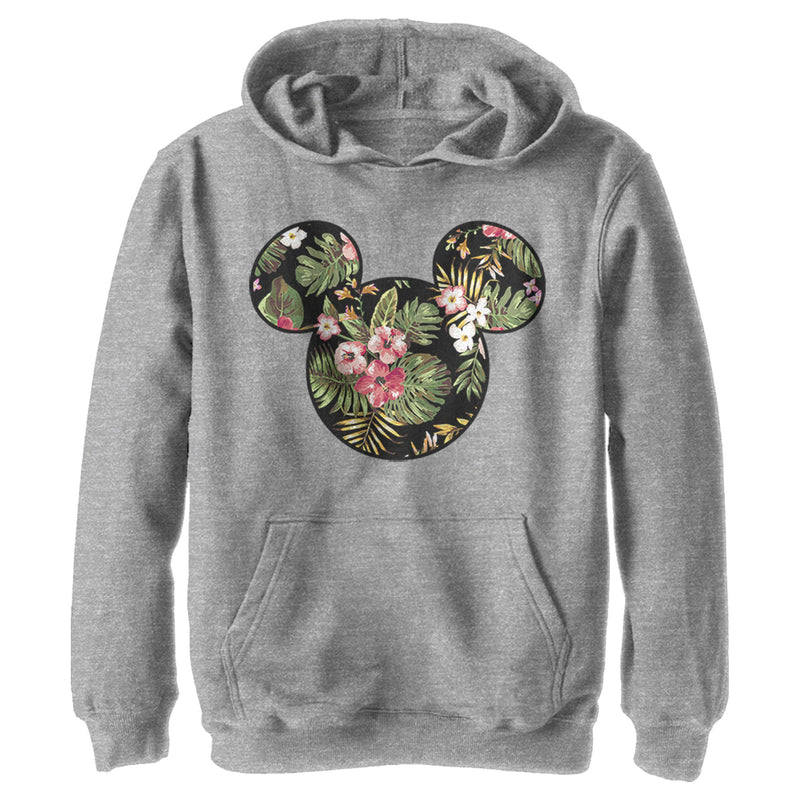 Boy's Mickey & Friends Mickey Mouse Floral Silhouette Pull Over Hoodie