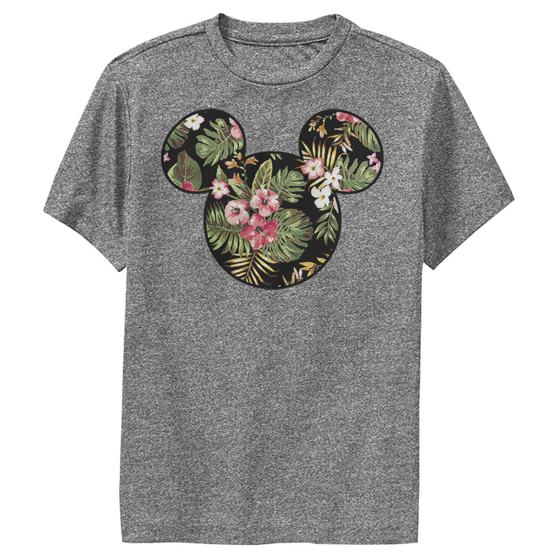 Boy's Mickey & Friends Floral Face Performance Tee