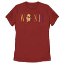 Women's Winnie the Pooh Yellow, White, and Blue Script T-Shirt