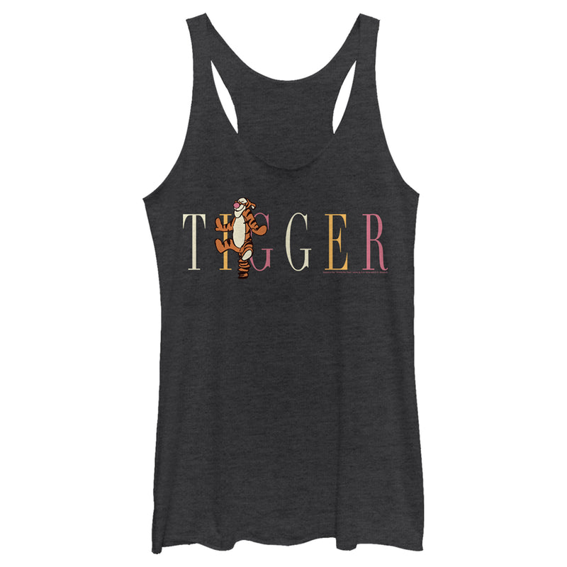 Women's Winnie the Pooh Tigger Colorful Script Racerback Tank Top