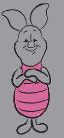 Boy's Winnie the Pooh Smiling Piglet Sketch Portrait Pull Over Hoodie
