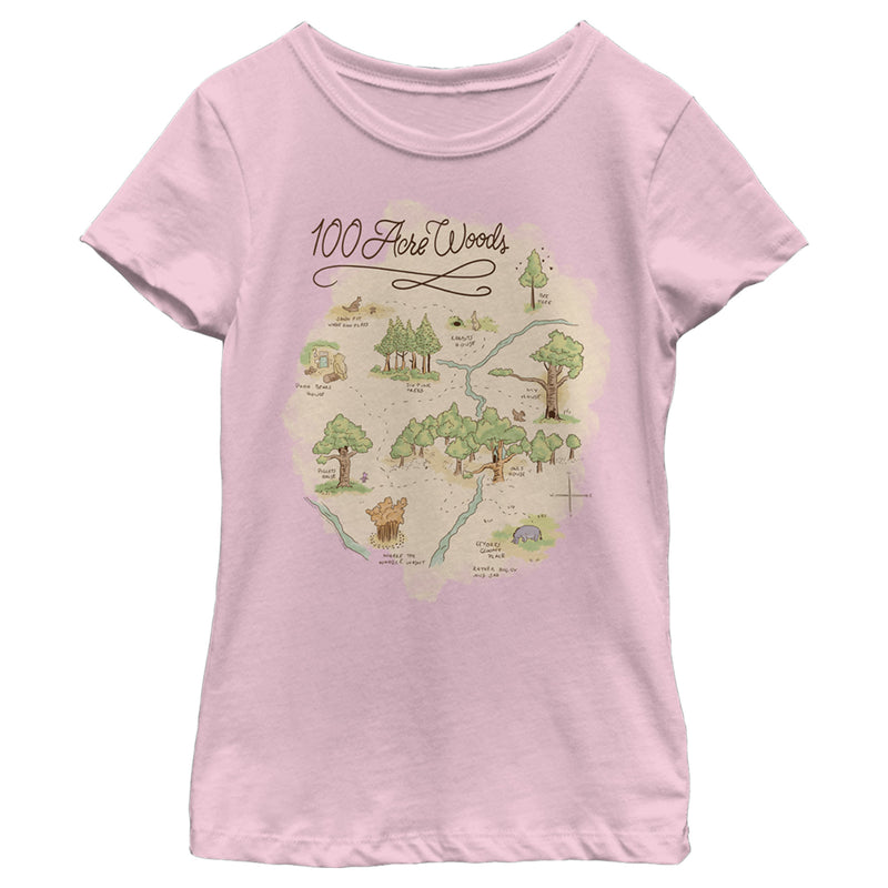 Girl's Winnie the Pooh 100 Acre Woods Map T-Shirt