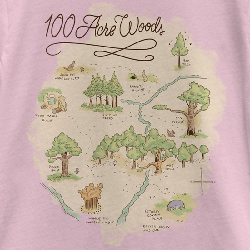 Girl's Winnie the Pooh 100 Acre Woods Map T-Shirt