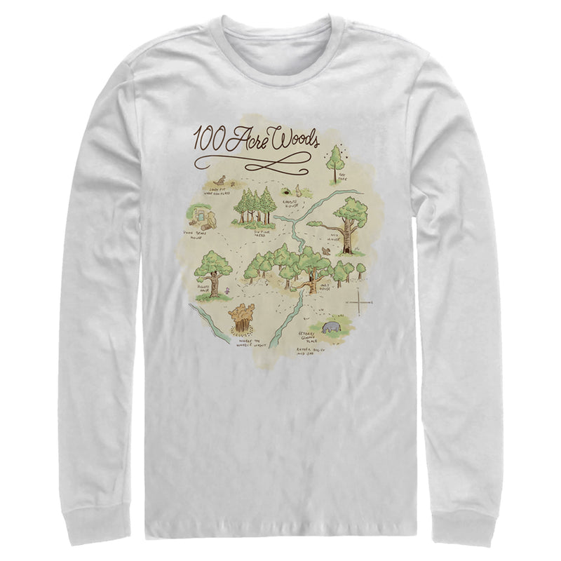 Men's Winnie the Pooh 100 Acre Woods Map Long Sleeve Shirt