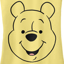 Junior's Winnie the Pooh Smiling Face Outline Racerback Tank Top