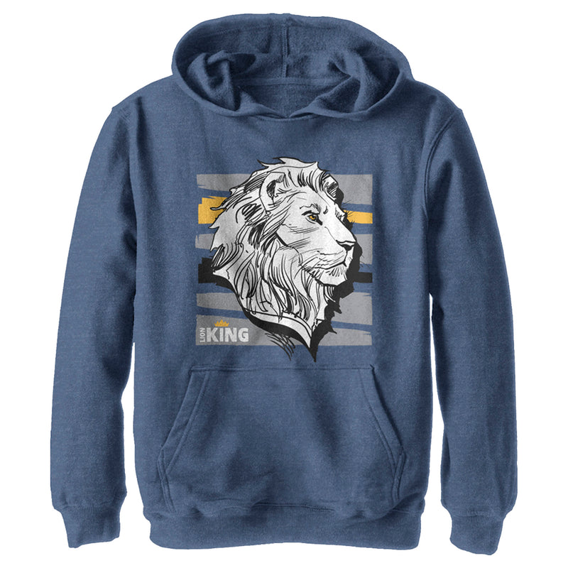 Boy's Lion King Mufasa Stripe Profile Pull Over Hoodie