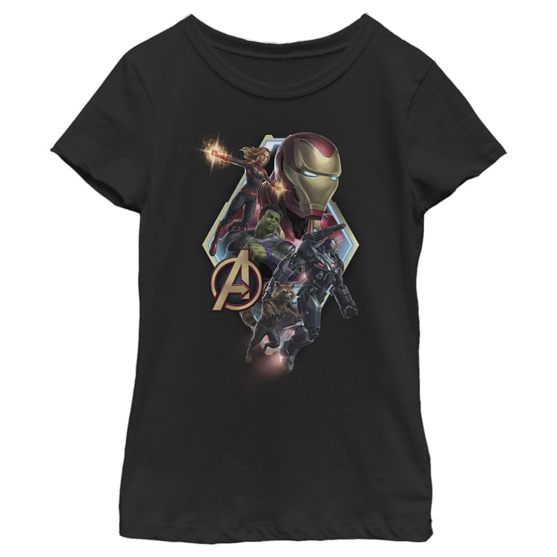 Girl's Marvel Avengers: Endgame Hero Diamond Frame T-Shirt