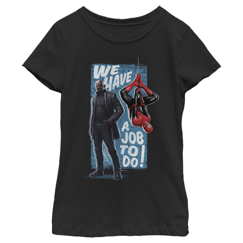 Girl's Marvel Spider-Man Far From Home We Have a Job To Do Poster T-Shirt