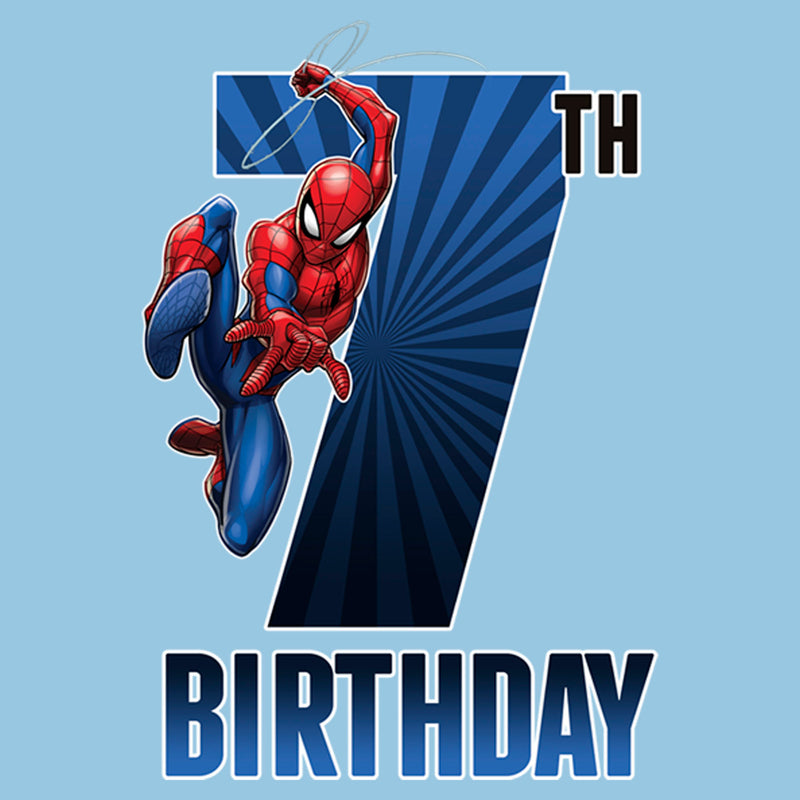 Boy's Marvel Spider-Man Swinging 7th Birthday T-Shirt