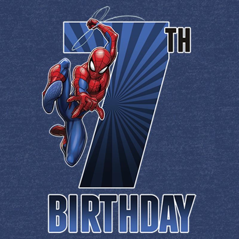 Boy's Marvel Spider-Man Swinging 7th Birthday Pull Over Hoodie