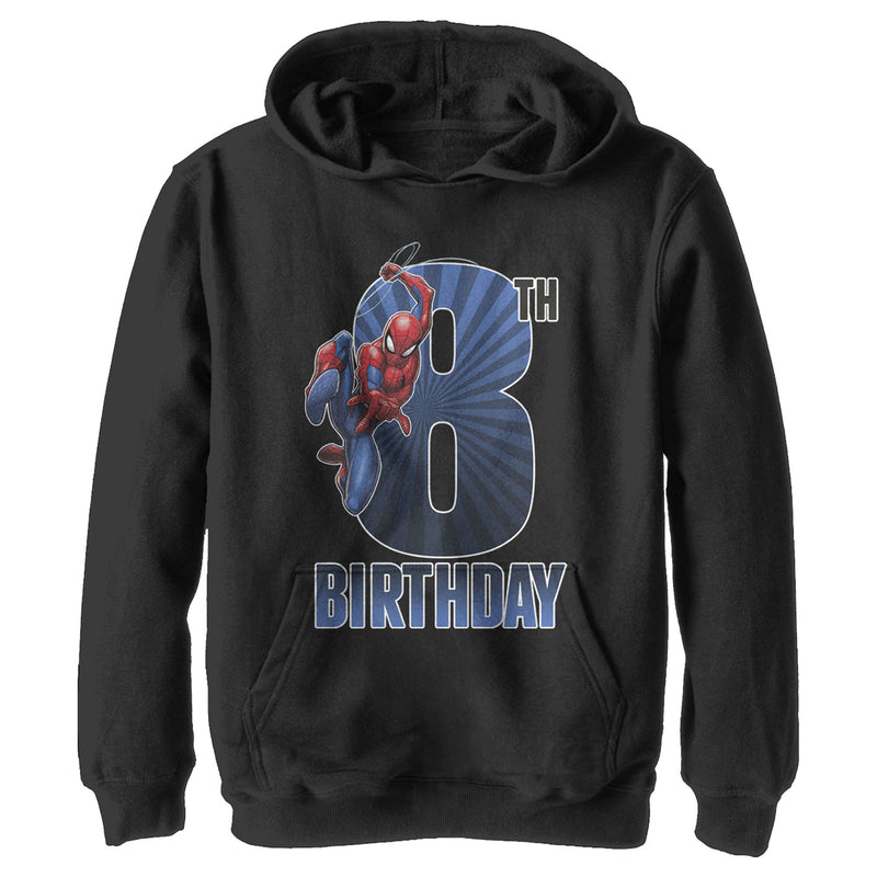 Boy's Marvel Spider-Man Swinging 8th Birthday Pull Over Hoodie