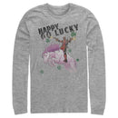 Men's Marvel Deadpool St. Patrick's Day Happy Go Lucky Unicorn Long Sleeve Shirt