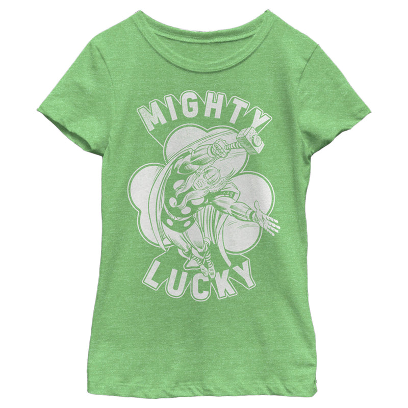 Girl's Marvel St. Patrick's Day Thor Mighty Lucky Clover T-Shirt