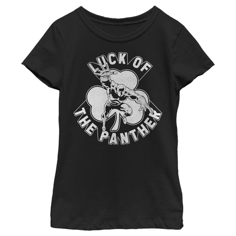 Girl's Marvel St. Patrick's Day Black Panther Luck of the Panther T-Shirt