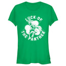 Junior's Marvel St. Patrick's Day Black Panther Luck T-Shirt