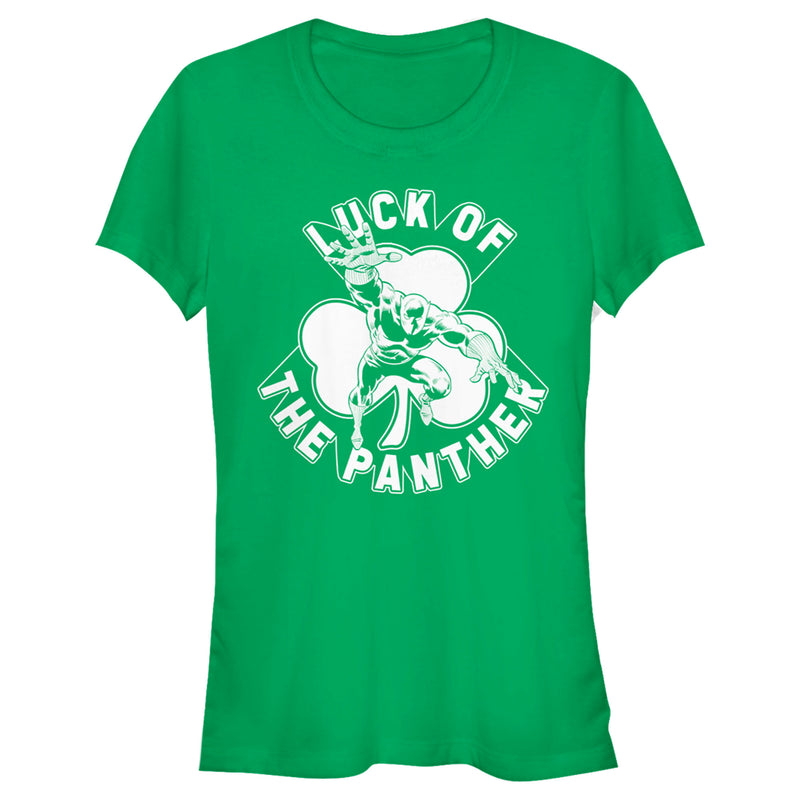 Junior's Marvel St. Patrick's Day Black Panther Luck T-Shirt