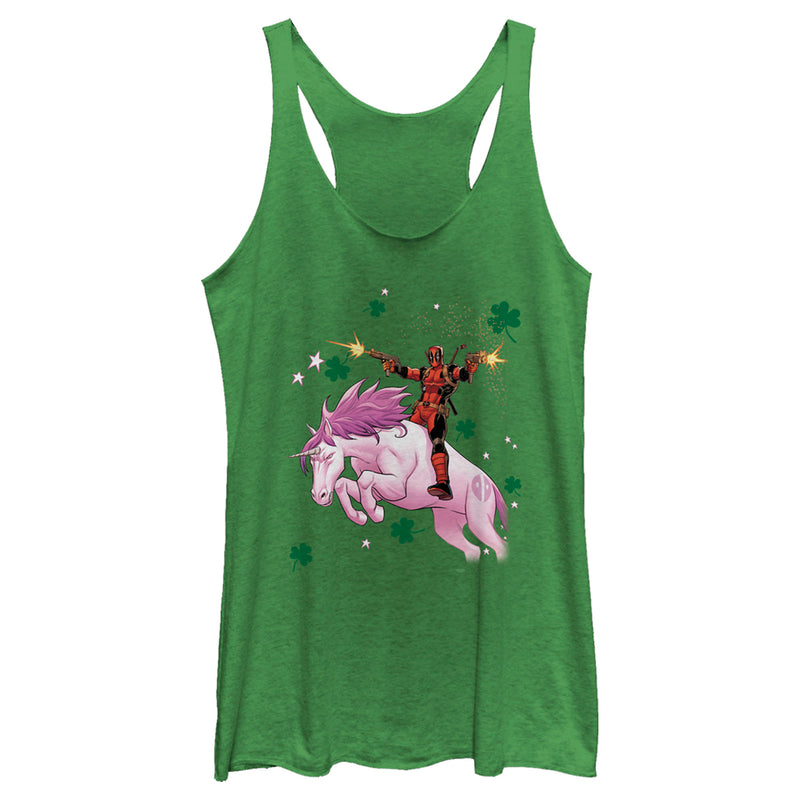 Women's Marvel St. Patrick's Day Deadpool Unicorn Racerback Tank Top