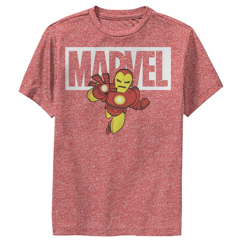 Boy's Marvel Iron Man Brick Logo Performance Tee