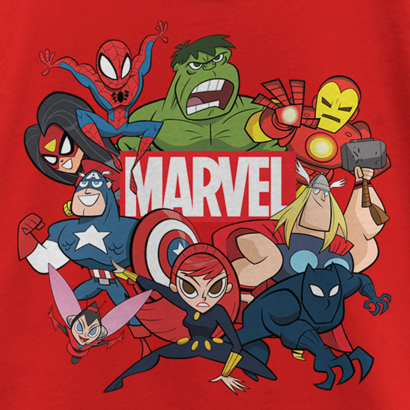 Girl's Marvel Animated Group Logo T-Shirt