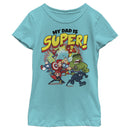 Girl's Marvel My Dad is Super Cartoon Avengers T-Shirt