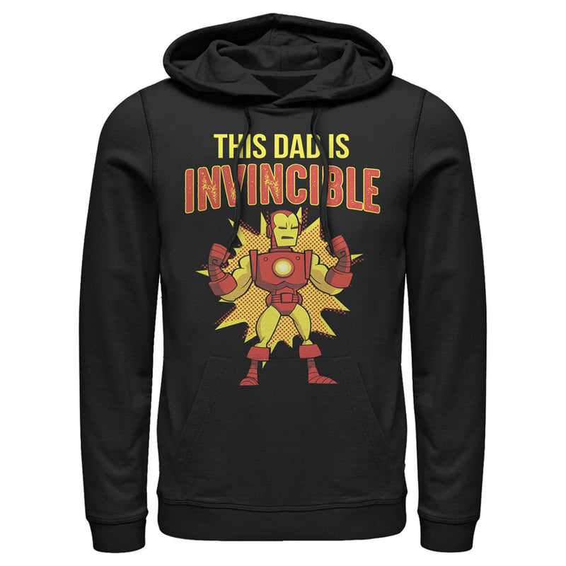 Men's Marvel This Dad is Invincible Cartoon Iron Man Pull Over Hoodie