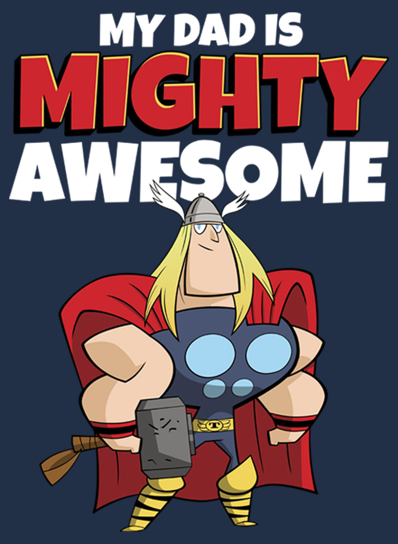 Men's Marvel My Dad is Mighty Awesome Cartoon Thor Long Sleeve Shirt