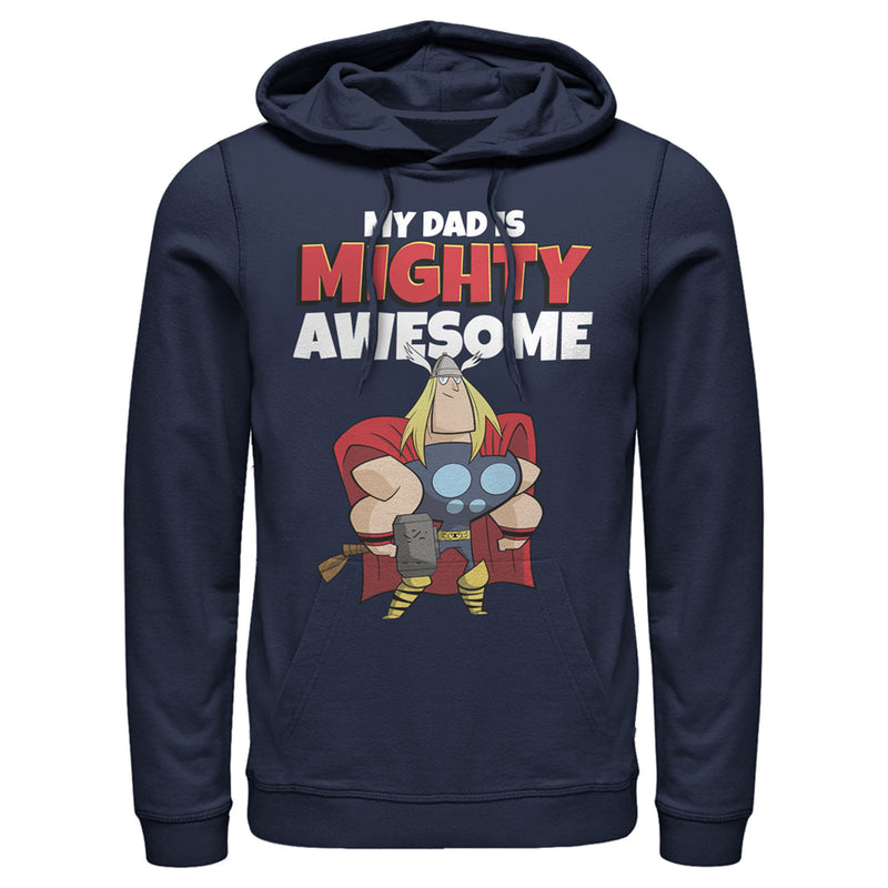 Men's Marvel My Dad is Mighty Awesome Cartoon Thor Pull Over Hoodie