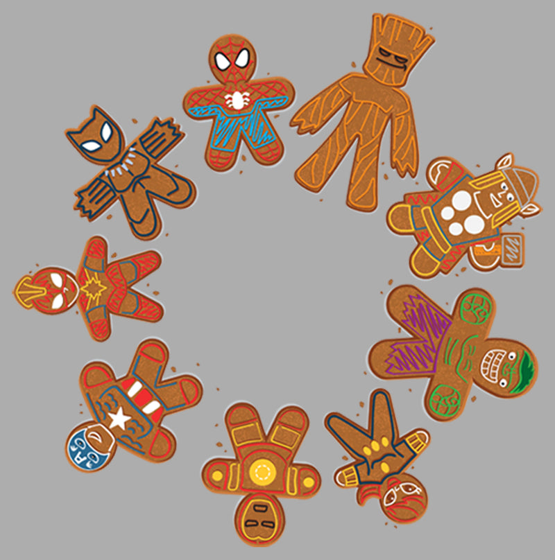 Boy's Marvel Christmas Gingerbread Cookie Circle T-Shirt