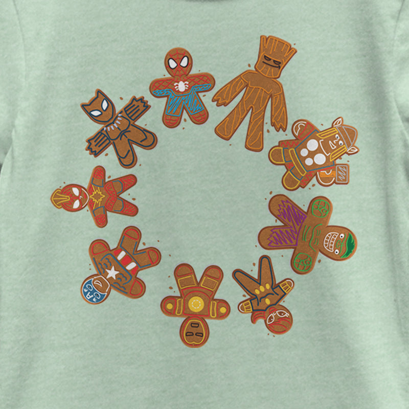Girl's Marvel Christmas Gingerbread Cookie Circle T-Shirt