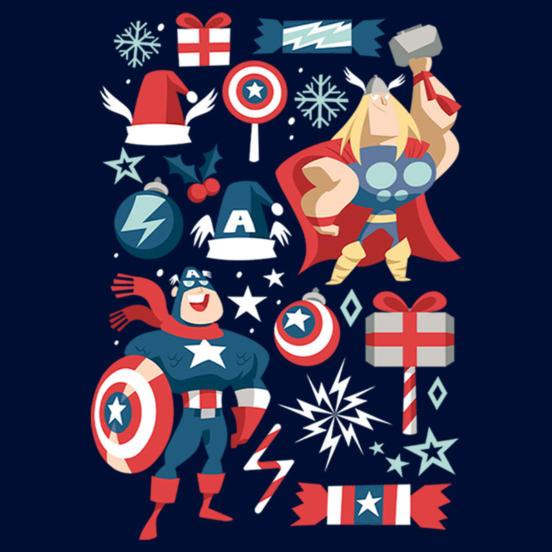 Boy's Marvel Christmas Festive Hero Icons T-Shirt