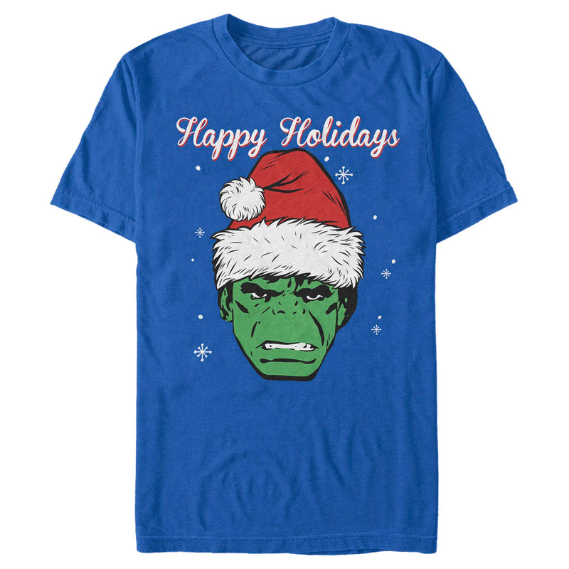 Men's Marvel Hulk Happy Holidays Portrait T-Shirt