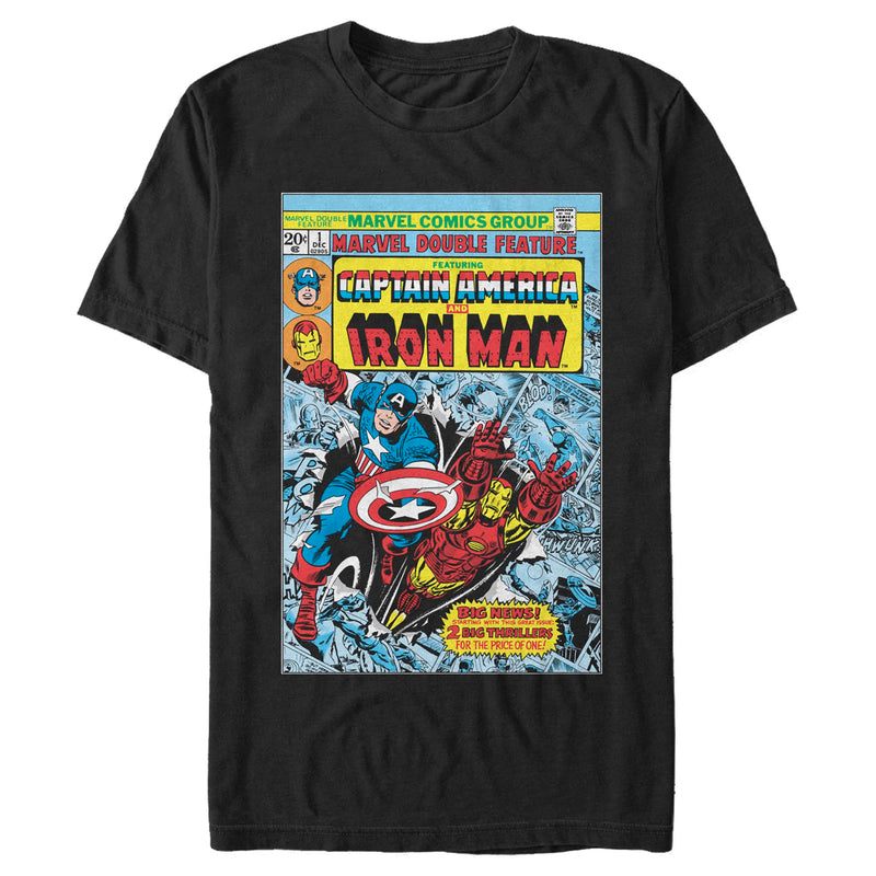 Men's Marvel Comic Retro Iron Man Captain America T-Shirt