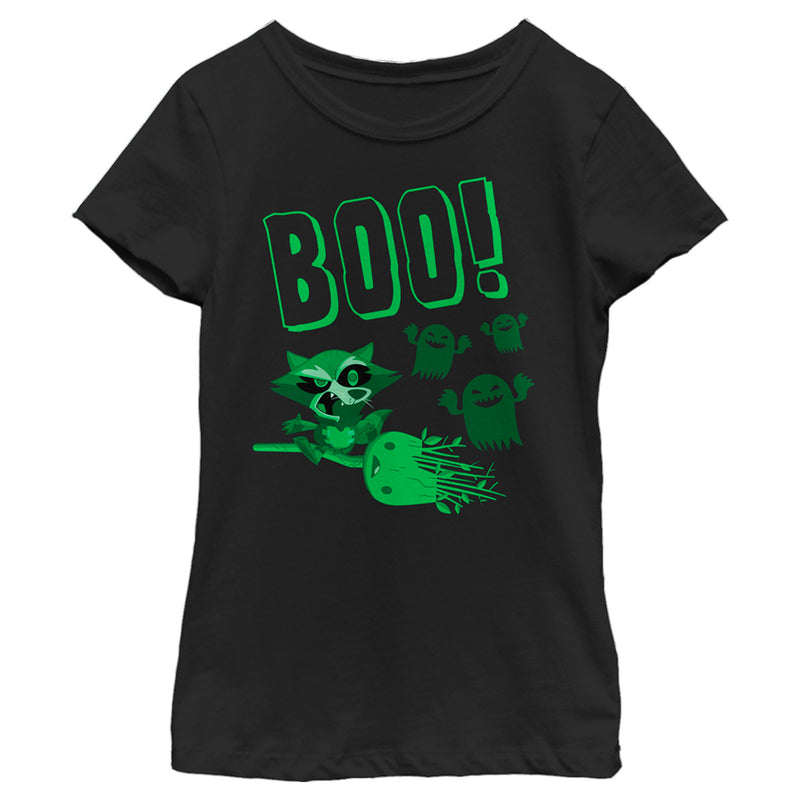Girl's Marvel Halloween Guardians of the Galaxy Cute Rocket and Groot Boo T-Shirt