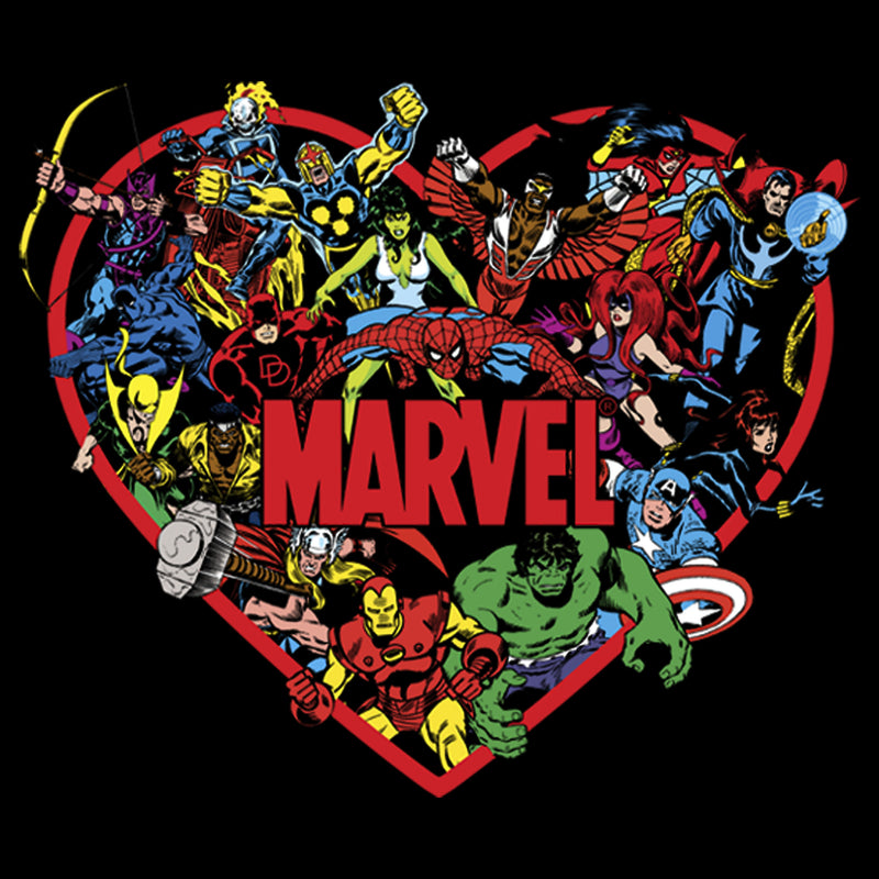 Boy's Marvel Heroes Unite Heart T-Shirt