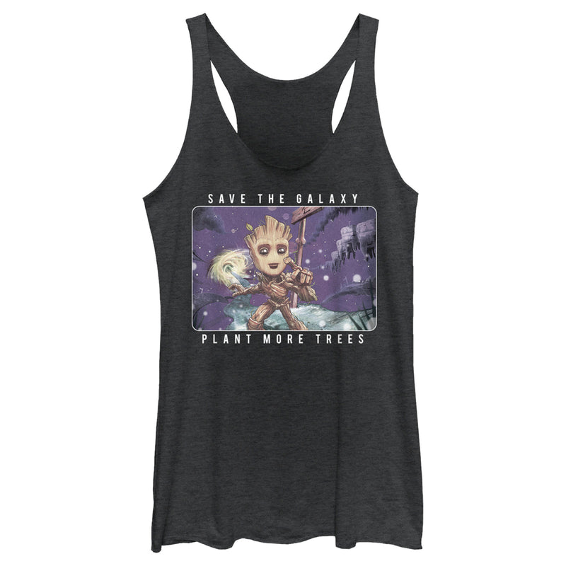 Women's Marvel Groot Save the Galaxy Plant More Trees Racerback Tank Top