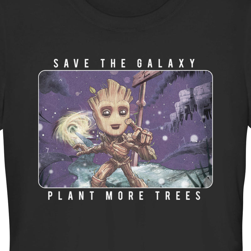 Junior's Marvel Groot Save the Galaxy Plant More Trees T-Shirt