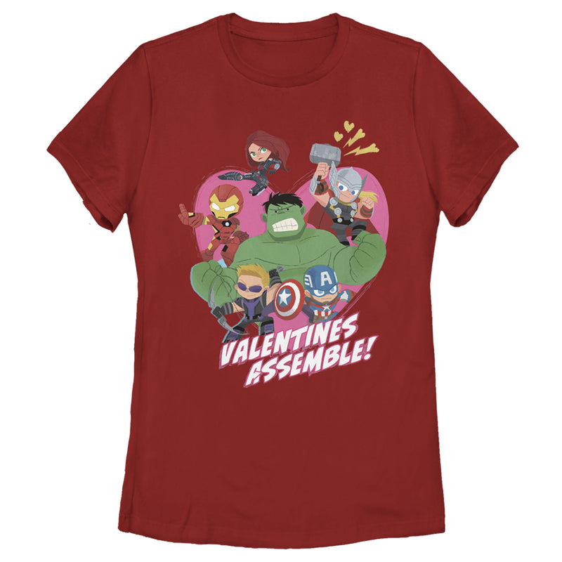 Women's Marvel Avengers Kawaii Valentines Assemble T-Shirt