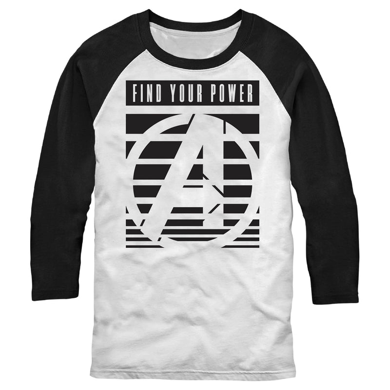 Men's Marvel Find Your Power Logo Baseball Tee