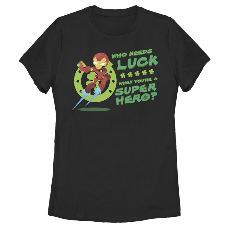 Women's Marvel Iron Man St. Patrick's Day Who Needs Luck Superhero T-Shirt