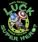 Junior's Marvel St. Patrick's Day Captain America Who Needs Luck T-Shirt