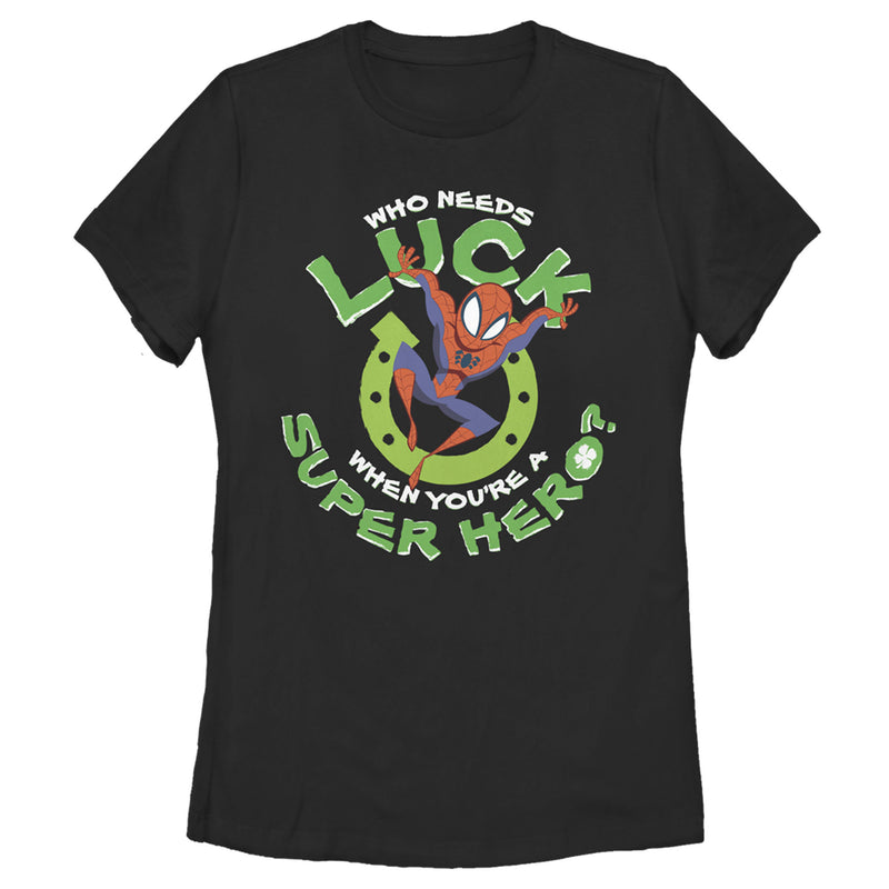 Women's Marvel St. Patrick's Day Spider-Man Who Needs Luck T-Shirt