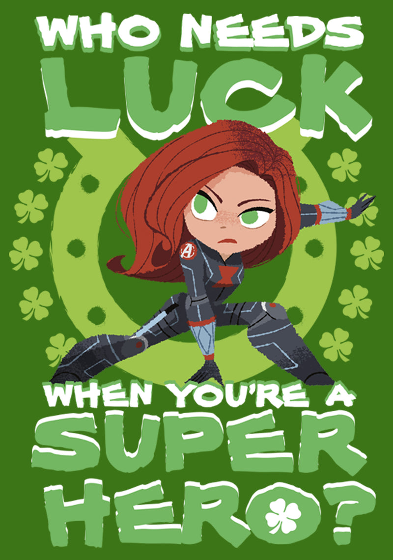 Men's Marvel St. Patrick's Day Black Widow Who Needs Luck T-Shirt