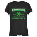 Junior's Marvel St. Patrick's Day Black Panther Who Needs Luck T-Shirt