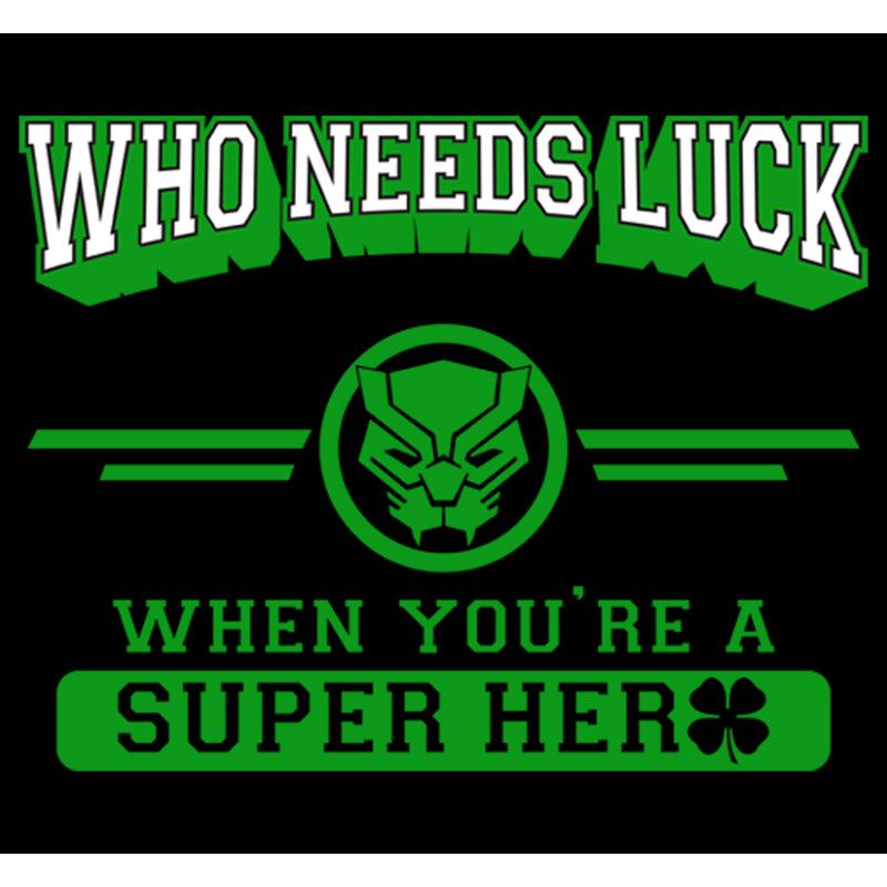 Junior's Marvel St. Patrick's Day Black Panther Who Needs Luck T-Shirt