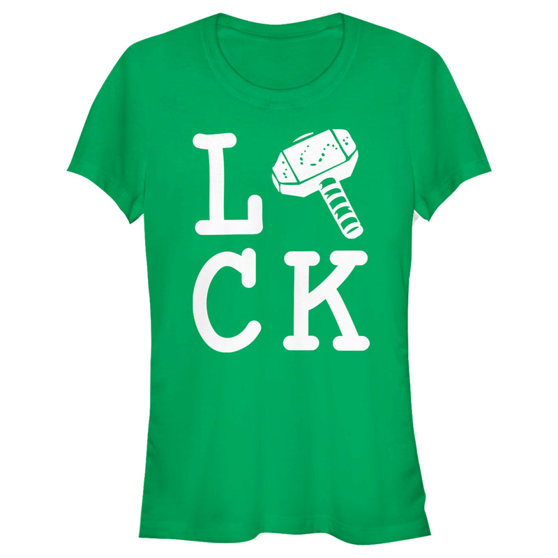 Junior's Marvel St. Patrick's Day Thor's Hammer Is Lucky T-Shirt