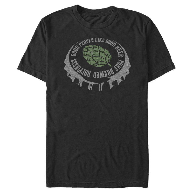 Men's Lost Gods Good People Like Good Beer Hops Bottle Cap T-Shirt